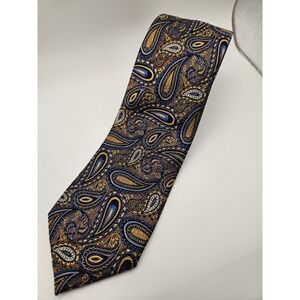 Enro‎ Platinum+ Mens Silk Necktie Gold Royal Blue Black Paisley Woven Tie